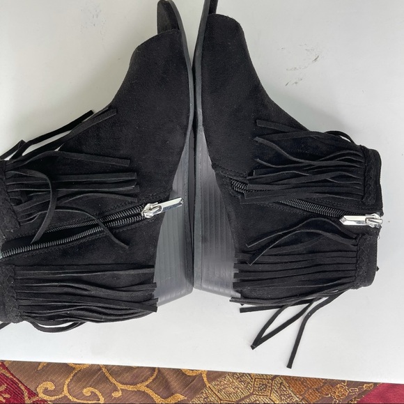 Sam Edelman Kelly Fringe Black Peep Toe Wedge 5 - Picture 14 of 15